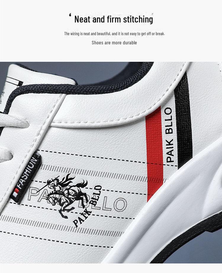 Men's Cross-Border Large Size Leather Casual White Shoes - New Fashion Trend, Comfortable Running Sports Shoes, Korean Style