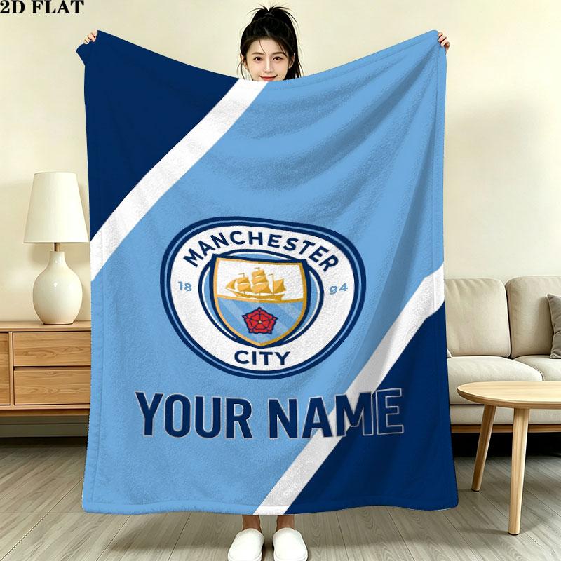 Vlastní deka Manchester City, Vysoká kvalita, Pohodlná pro všechna roční období, Domácí dekorace, Teplo a pohodlí