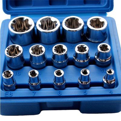 A96I-14PCS Female E Star Torx Socket Set E4-E24 E-Torx External Hex Socket Insert Nut