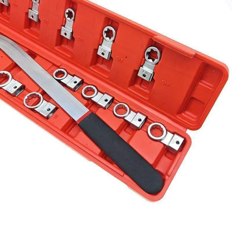 Automobile Engine Belt Adjustment Wrench 15-Piece Set Pulley Special Tools Idler Belt Tension Wrench for Vehicle Maintenance