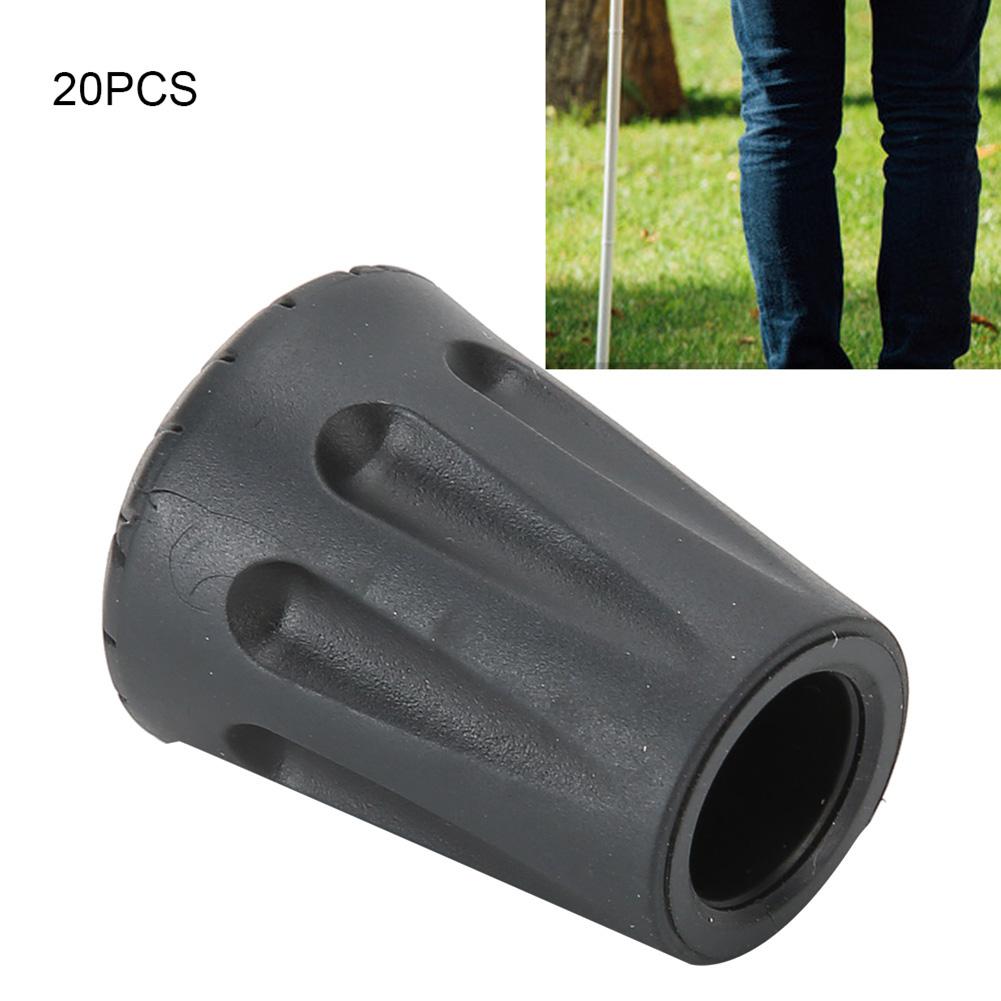 20pcs Replacement Reinforced Cane Tips Outdoor AntiSlip Walking Cane Tip with Metal Gasket