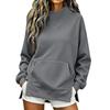 Women's High Neck Side Slit Sweatshirt Lightweight Loose Fit Long Sleeve Pullover for Fall