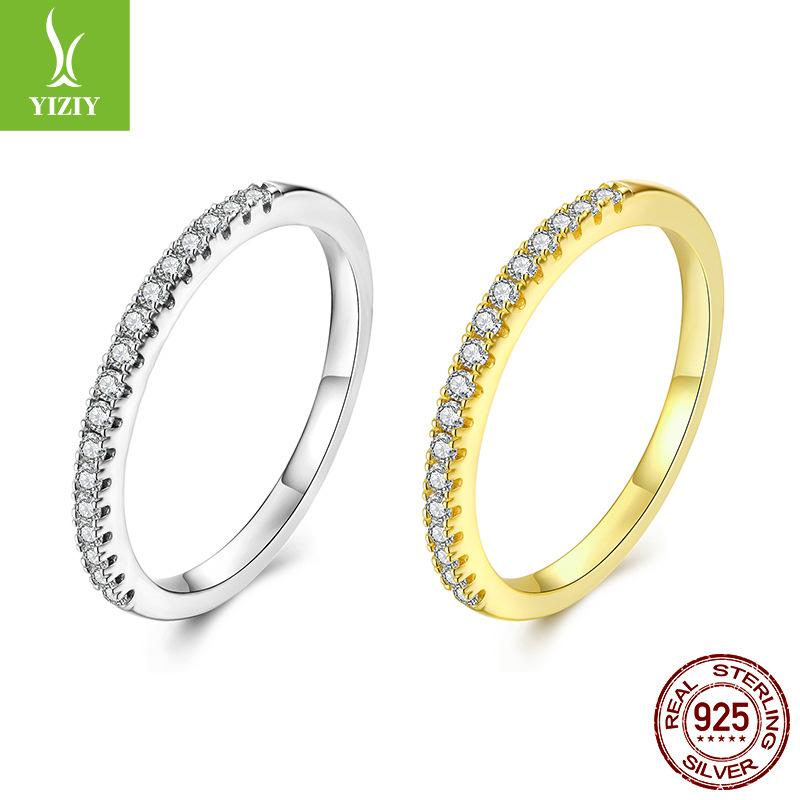 Popular Half-Circle Eternal Moissanite Ring Engagement Ring, Classic Diamond S925 Sterling Silver Ring Stacked