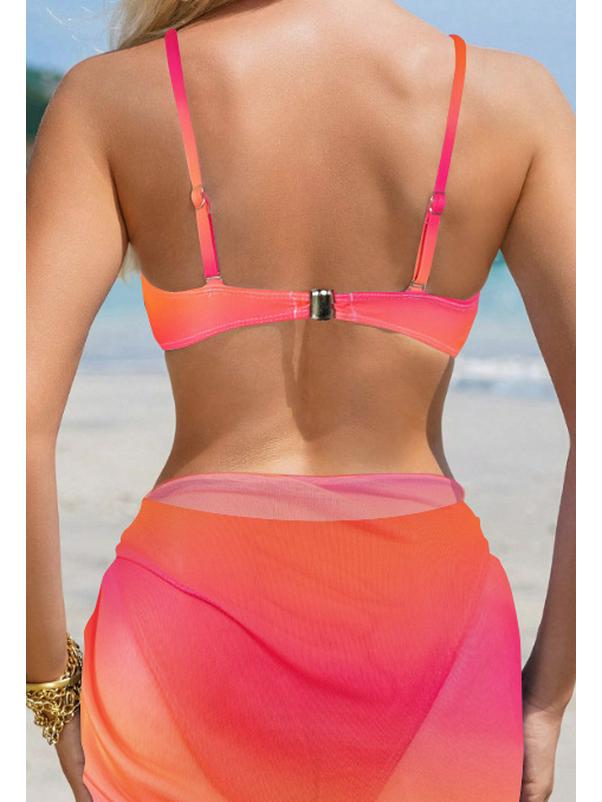 2024 Trendy European & American Shell Hard Cup Sexy Three-Piece Beach Swimsuit