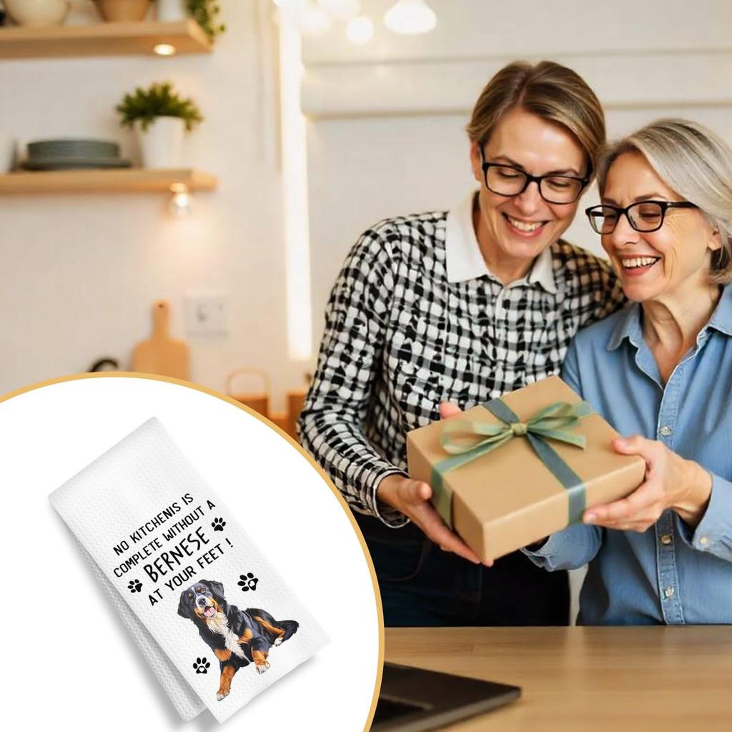 Funny Bernese Mountain Dog Kitchen Towels, A Kitchen is Not Complete Without A Bernese Dish Towel for Home Bathroom Decor, Dog Lovers Gift, 16×24