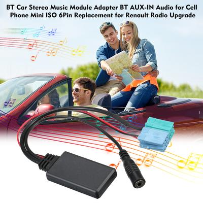 BT automobilio stereo muzikos modulio adapteris BT AUX-IN garso mobiliesiems telefonams Mini ISO 6Pin pakeitimas