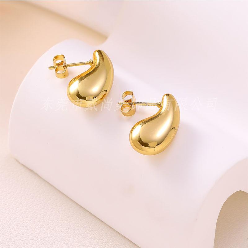 Stainless Steel Water Drop Earrings, High-end Temperament, Versatile Stud Earrings, Niche Ins Style, Fashion Trend Earrings