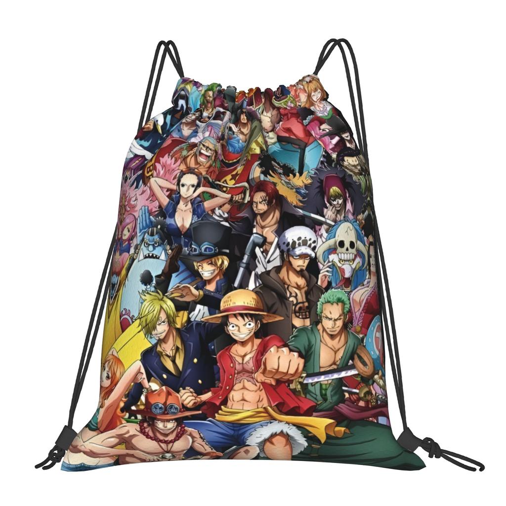 Custom One Pieces Drawstring Backpack Sports Gym Bag for Men Women Manga Training Sackpack