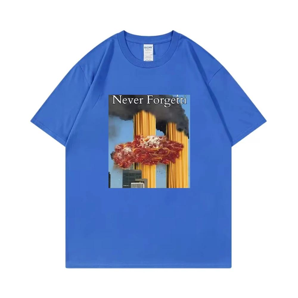 Men's Never Forgetti Printed September 11th Memorial Day Pattern 100% Pure Cotton Short-sleeved T-shirt, Casual High-quality Top