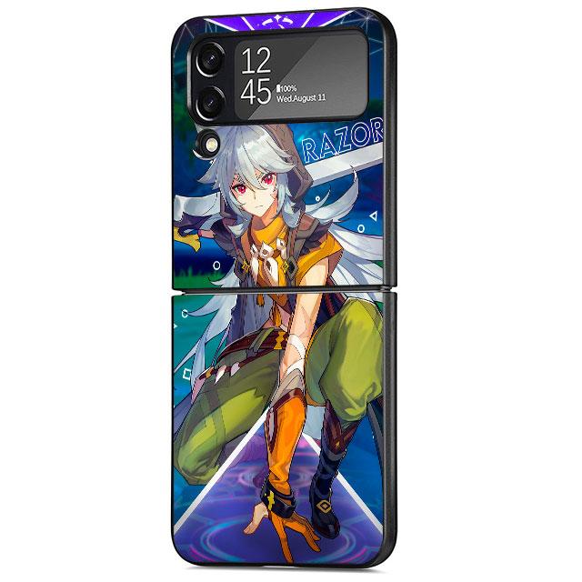 Genshin Impact Game Case für Samsung Galaxy Z Flip 4 Z Flip 3 5G ZFlip3 ZFlip Flip3 ZFlip4 zflip Schutztasche Schwarze Abdeckung