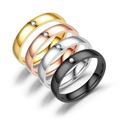 Set di Anelli di Diamanti in Acciaio al Titanio Stile Coreano per Donna - Semplici, Inossidabili, Anelli di Coppia
