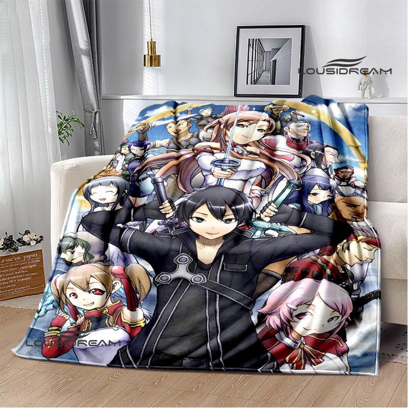 Cartoon Sword Art Online Printed Blankets Picnic Blanket Warm Flannel Blankets Home Bed Linings Blankets for Beds Birthday Gift