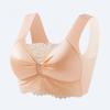 Seamless Lace Gathered Fixed Cup With Chest Pad No Underwire Vest Style Bra