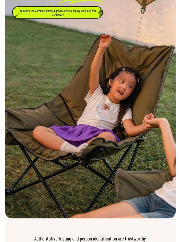 Heightened Moon Chair: Outdoor Folding Adjustable Recliner for Camping, Beach, Fishing, and Picnic.