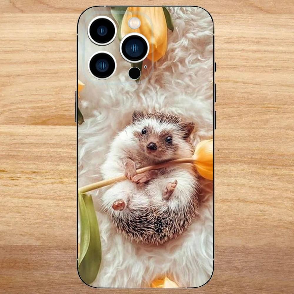 Hedgehog animal Phone Case For iPhone 16,15,14,13,12,11,Mini,Pro,SE,MAX White Matte Shockproof Cover