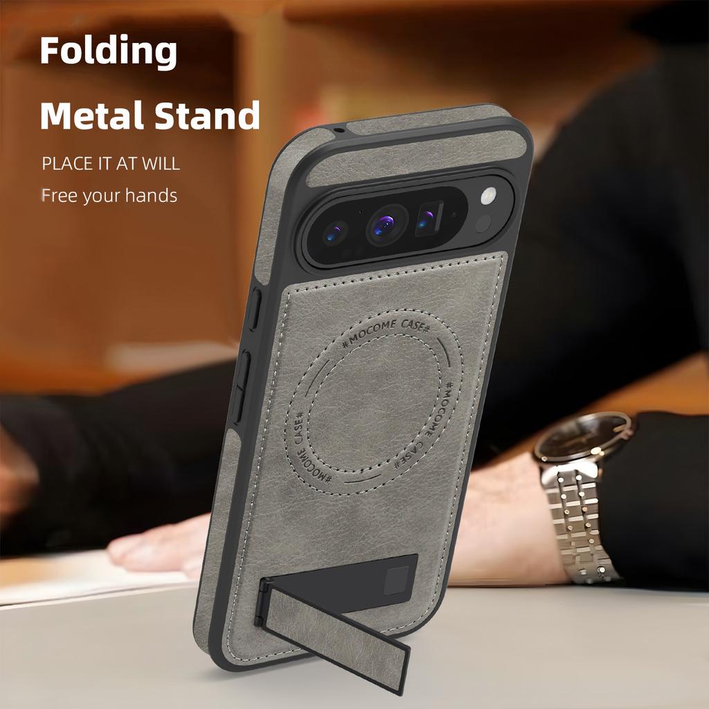 Pu Leather Phone Case for Google Pixel 10 Pro Xl 9a 9proXl 8 Pro Magnetic Charging Invisible Bracket Anti Drop Protective Cover