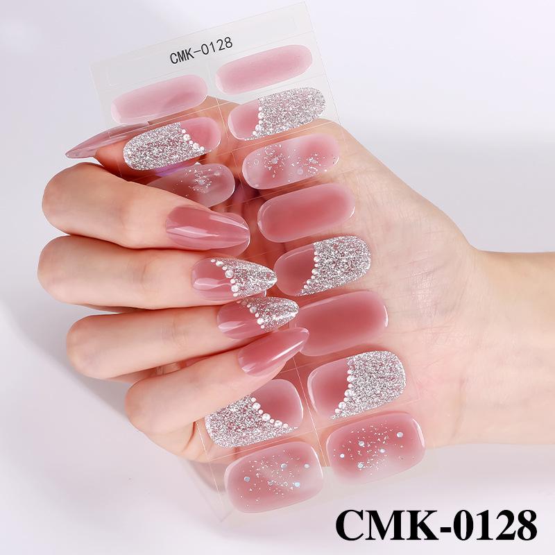 

Waterproof No-Bake Gel Nail Stickers: French Gold Foil, Diamond Glitter, Flowers, Stars, Butterflies.