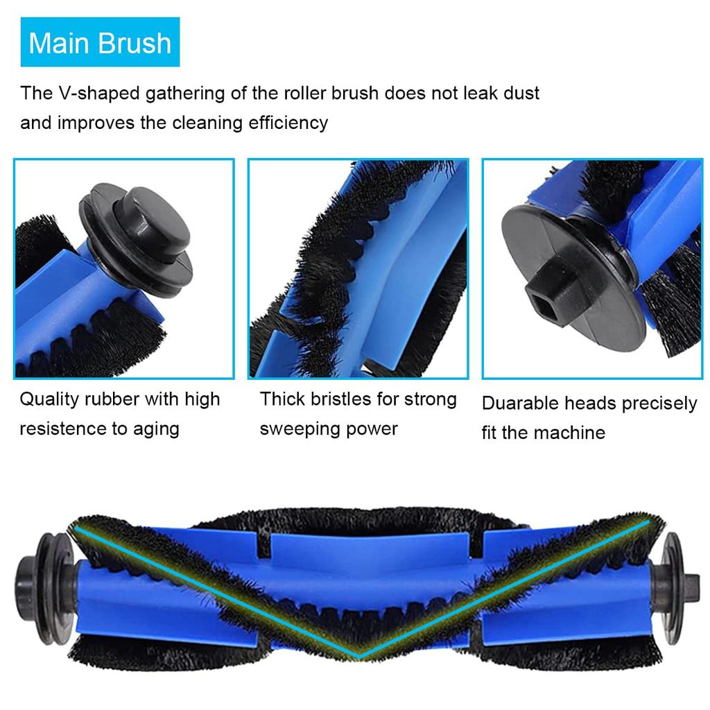 EATBALE Compatible Eufy Robovac 11S Robovac 15C Robovac 30C G30 G10 Hybrid Robot Vacuum Cleaner Replacement Accessories 4 6 Side 1 Main Brush Max,