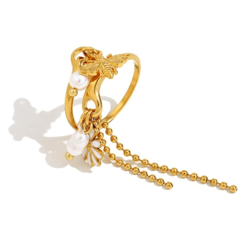 Open Concept Fringe Statement Rings Flexible Sizing Sturdy Stainless Steel Fashion Accessory