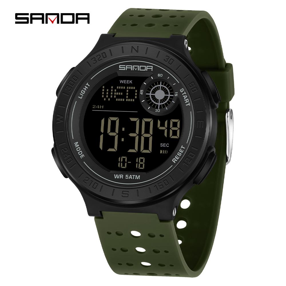 Fashion SANDA New 6337 Youth Electronic Watch Sports Multifunctional Waterproof LED Single Display Student Electronic Watch