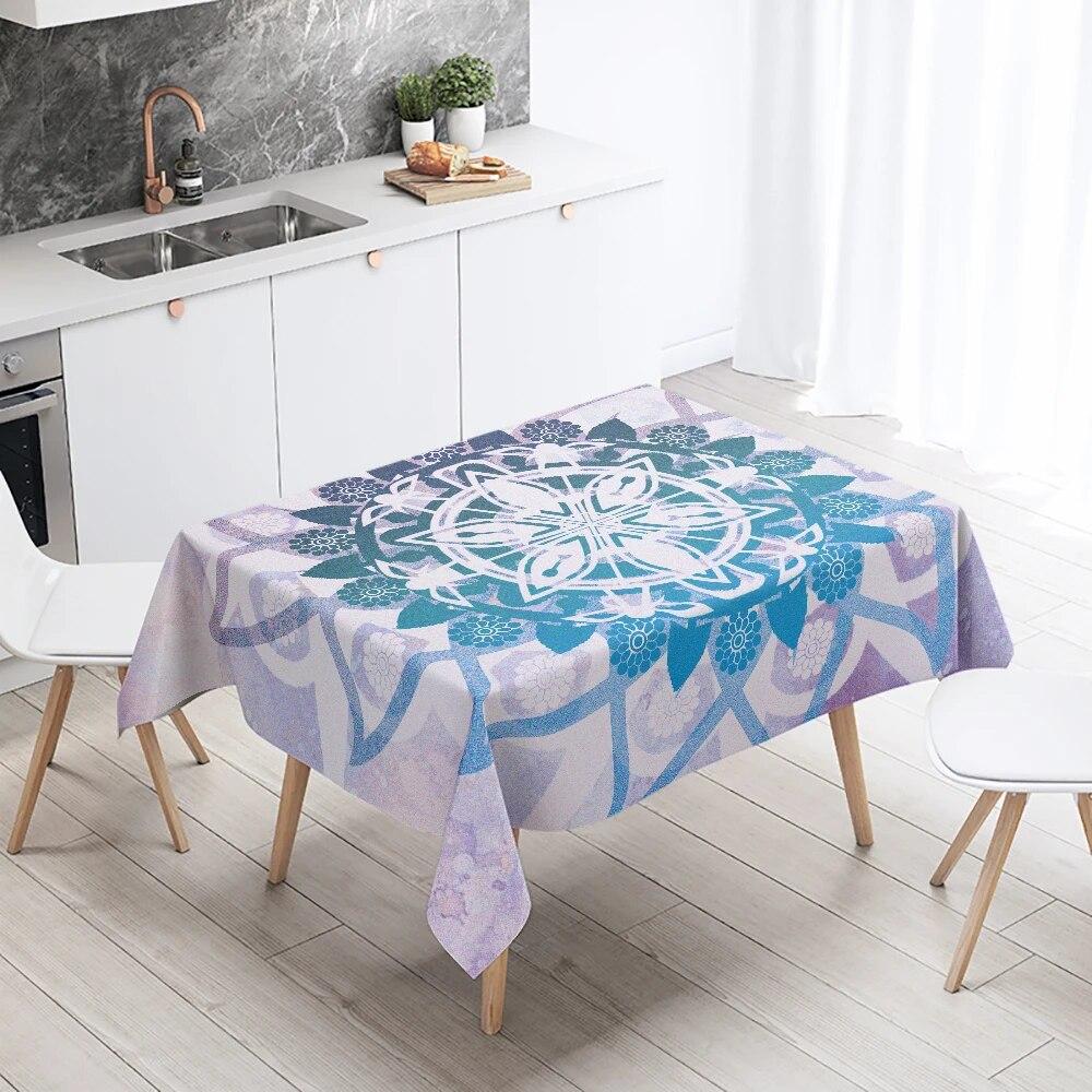 Psychedelische geometrische Mandala-Tischdecke, Hochzeitsdekoration, Restauranttisch, wasserdicht, rechteckig