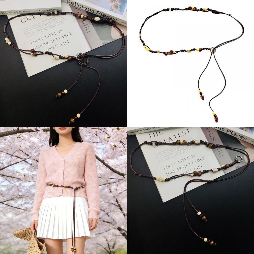 Bohemian Ethnic Style Woven Belt For Women With Bead Detail And Tassels Perfect For Boho Dresses