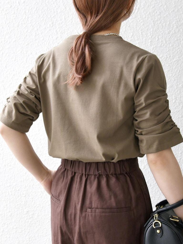 Ships Any USA Cotton Gathered UV Cool to the Machine One Size Tee, Protection, Touch, Moisture-Wicking, Quick-Drying, Washable, 722010030, Khaki,