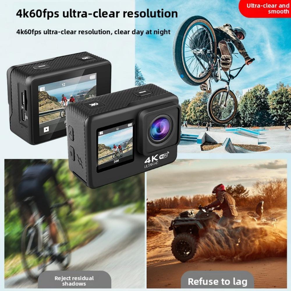 4K Sports Camera Waterproof High Definition Dual Screen Wifi Remote Control Outdoor Shooting Cycling Skiing Underwater Camera