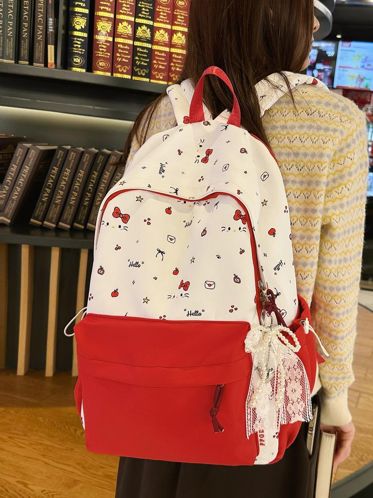 School Backpack For Girls With Oxford Fabric And Butterfly Bow For Teen Study Use