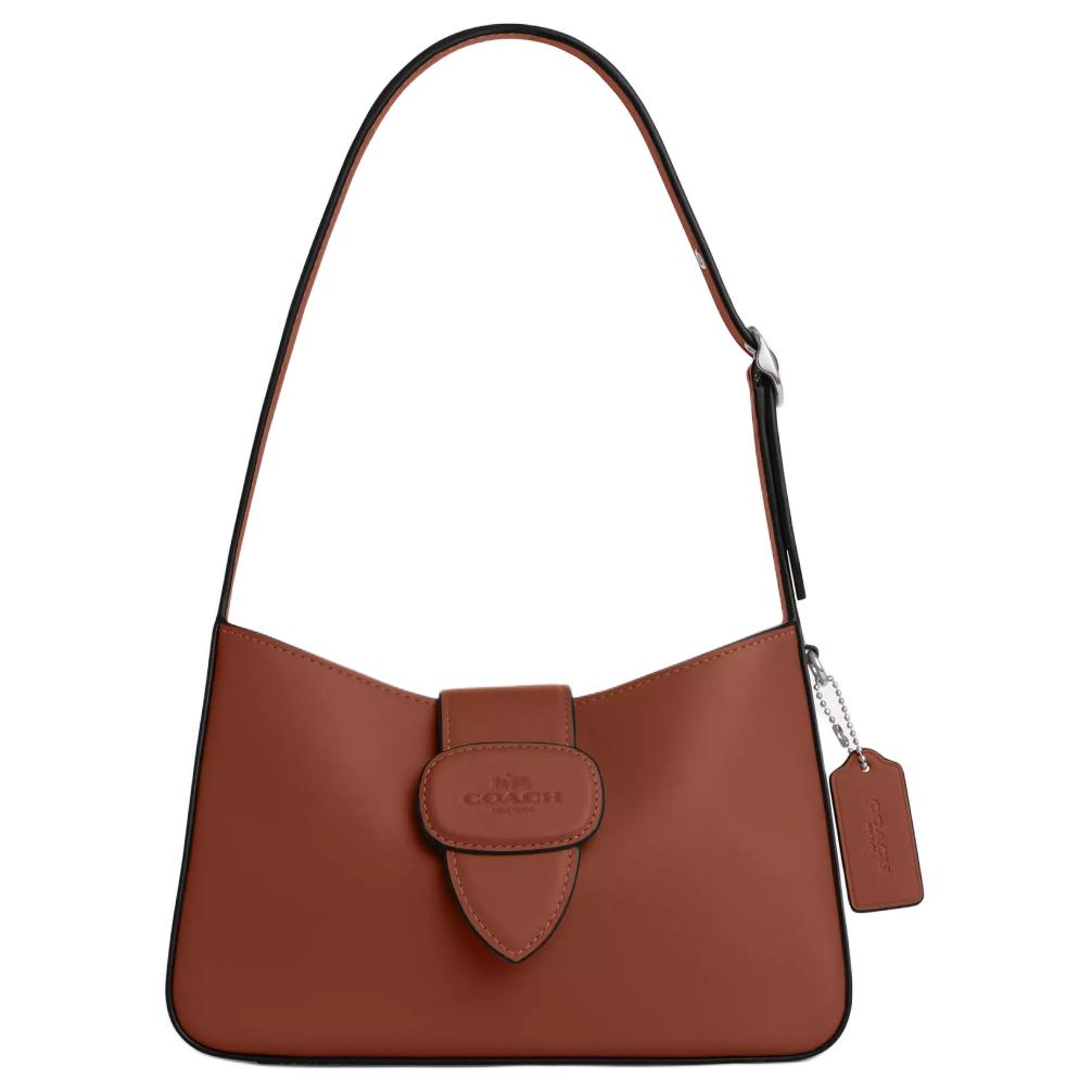 Coach Eliza 25 Magnetic Closure Adjustable Handle Exquisite Calfskin Handheld Shoulder Bag Medium Women Handbags Mahogany CT853-SVRWD Basic Set (Bag+Dust Bag)
