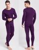 Men's V-Neck Thermal Underwear Set - Pure Cotton Knitwear Base Layer, Autumn Top & Pants