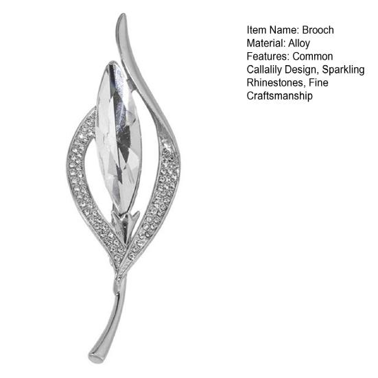 Common Callalily Brooch Pin for Women, Rhinestones Inlaid Brooch Pin for Dress, Coat, Shawl, Gift for Mother, Wedding