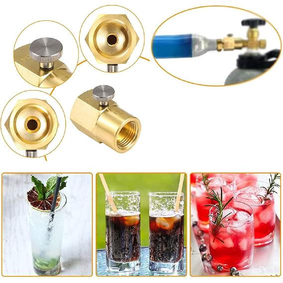 Home Use Soda Refill Bottle CO2 Cylinder Cartridges, Adapter Refills Connector Kit CGA320 to TR21-4, Thread Set Replacement Accessories for Soda
