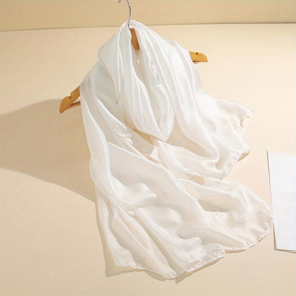 Fluffy Gauze Long Scarf Hijab Solid Color Simple Elegant Shawl Women Turban Windproof Head Wrap Travel Beach Towel