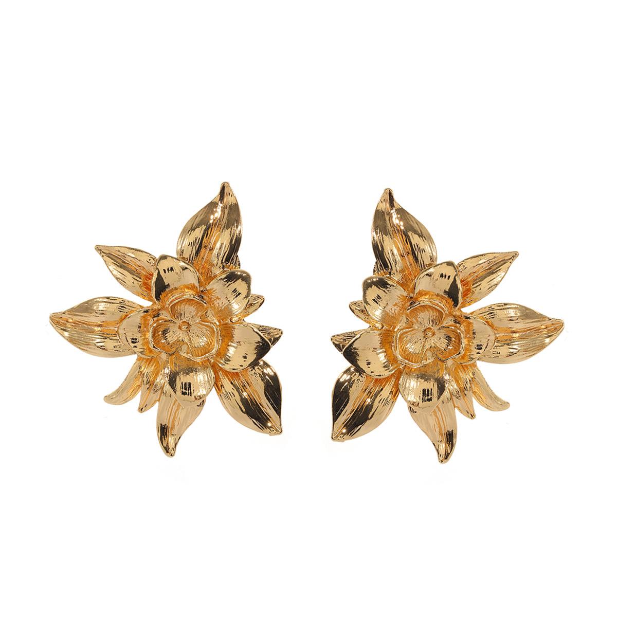 Exaggerated three-dimensional flower multi-layer earrings, summer women s fashionable beach vacation style earrings