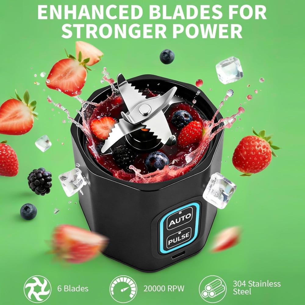 Portable Blender for Making Smoothies, 24 Oz Cordless Personal Juicer/protein Shaker Cup, BPA-free, Leak-proof Lid, Rechargeable.