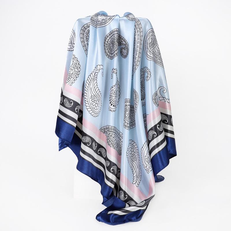 Simple and versatile 90cm square scarf, headscarf, cashew-print silk scarf, women’s shawl, paisley satin headscarf, headwrap 90x90cm