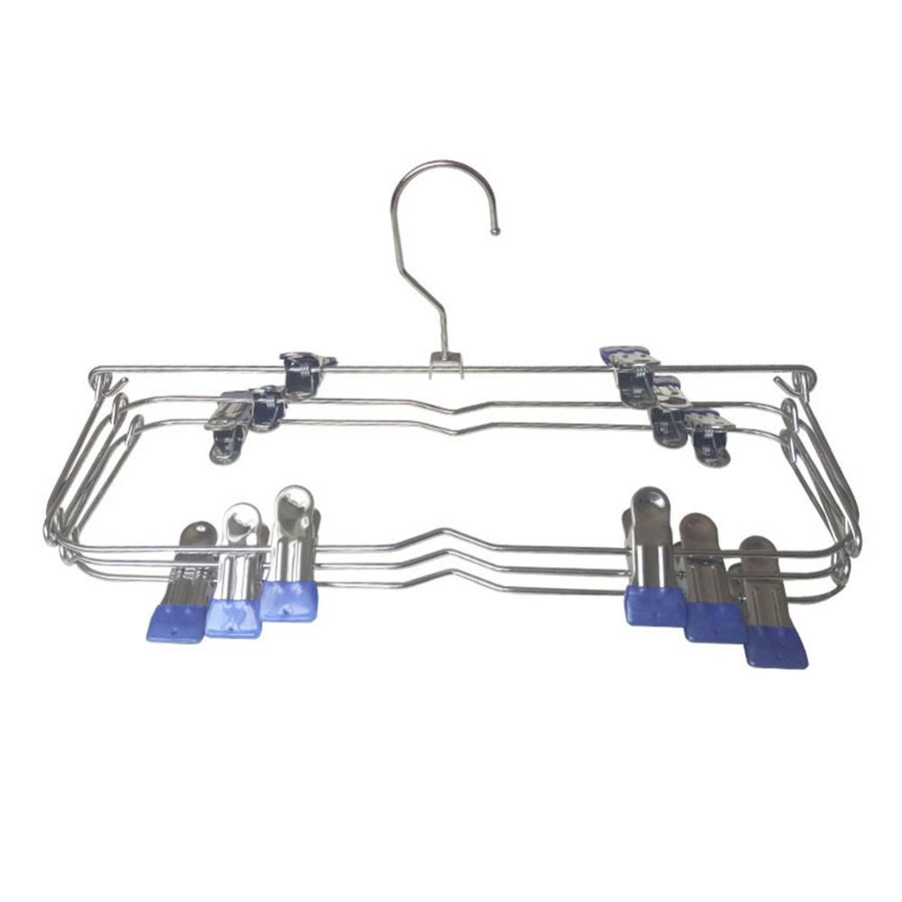 Folding Pants Rack Wardrobe Storage Multi-layer Trouser Clip Folding