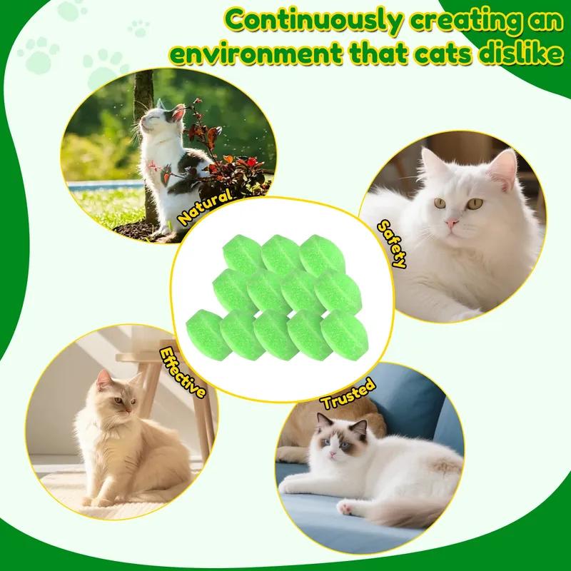 12Pcs Cat Repellent Ball Natural Peppermint Oil Outdoor Cat Deterrent Tablets with 5 Breathable Mesh Bag Pet Training Supplies