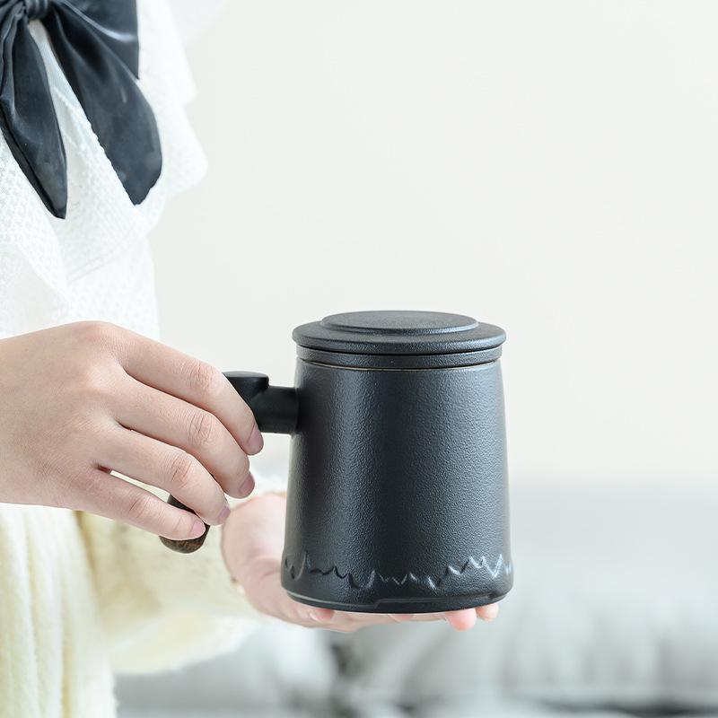 Ceramic office cup tea separation teacup mug cup simple water cup tea cup business gift