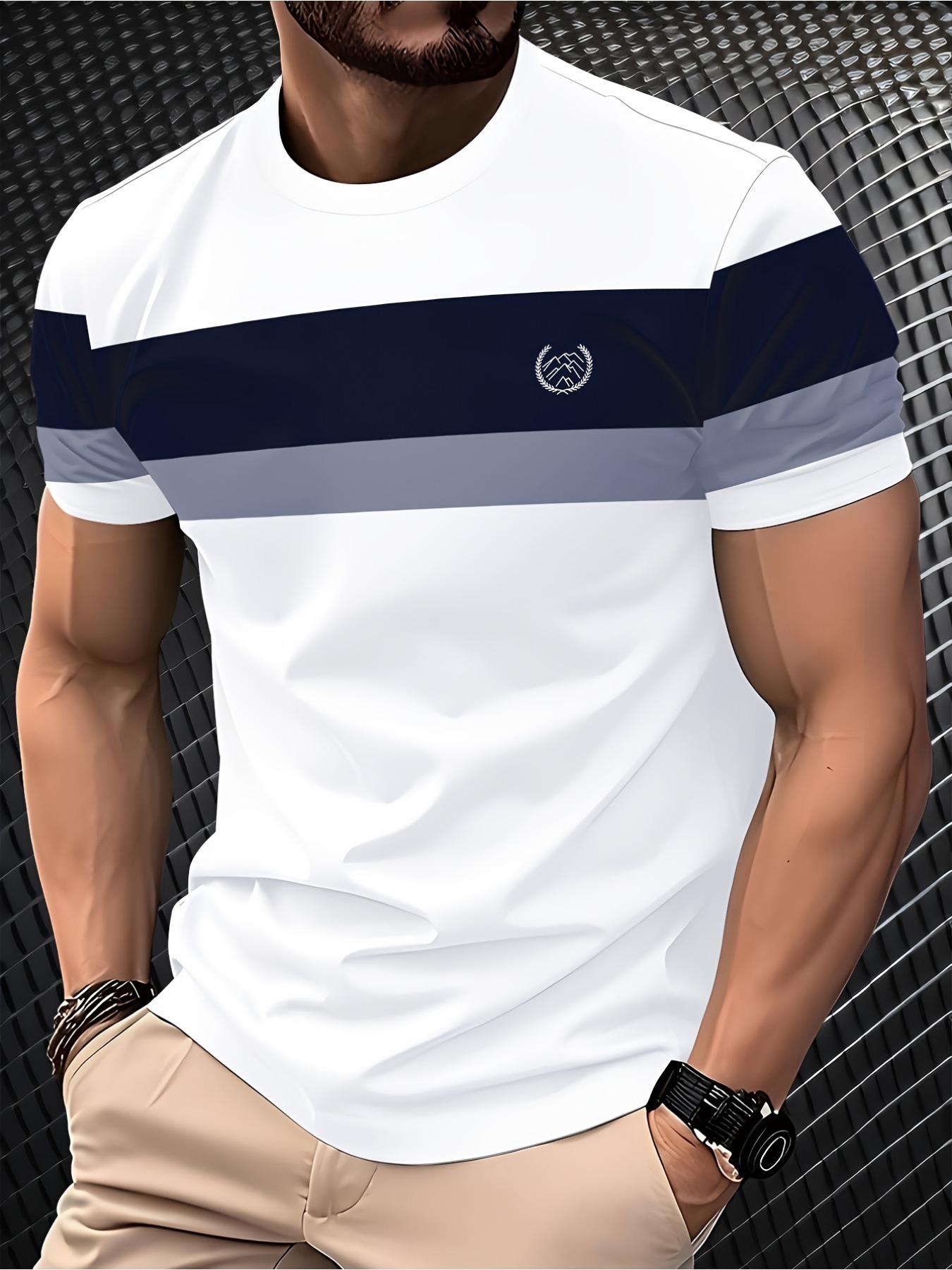 Summer New Men s T-shirt Is a Light Breathable Casual and Fashionable Outdoor Men s T-shirt with Striped Prints S