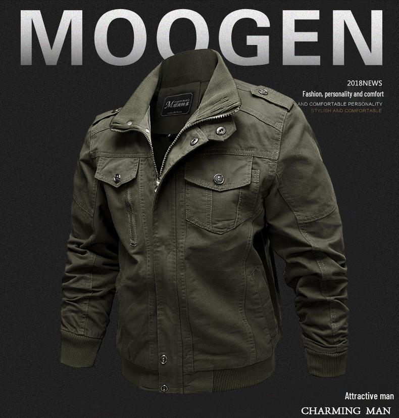 Men's Outdoor Stand Collar Zipper Jacket, European/American Style, Plus Velvet, Thickened for Autumn/Winter.