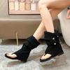 Internet Celebrity Flat Toe Flip-flops Cool Boots Women 2025 Summer New Western Jeans Tube Boots Pile Boots
