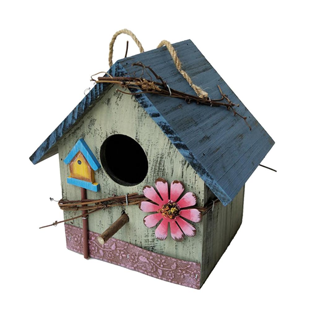 Hand-painted Hanging Bird House Box Outdoor Courtyard Decorative Birdhouses