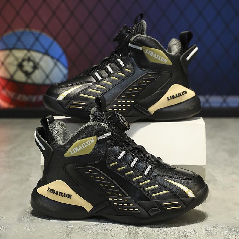 Children's basketball special sneakers 2025 winter velvet boys' sports medium and older children's professional basketball shoes winter