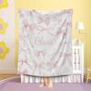 Pink Bow Flannel Throw Blanket Personalized Gingham Bow Pattern Soft Sweet Girls Gift Blanket