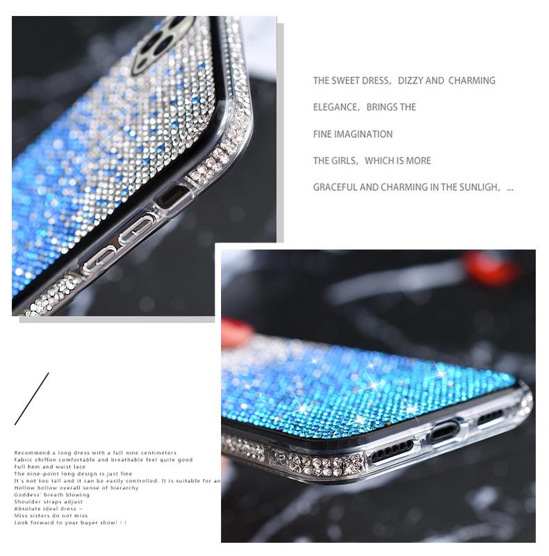 Creative Gradient Rhinestone iPhone Case for 13, 16, XS Max, XR, SE, and 17
