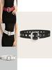 Fashion Solid Color Large Metal Buckle Decoration Women Casual Wide Belt For Casual Looks