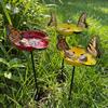 Handgefertigter Vogel-Wasserspender Eisenkunst Vogelbad-Pfahl Metall-Gartenpfahl Terrassen-Dekoration