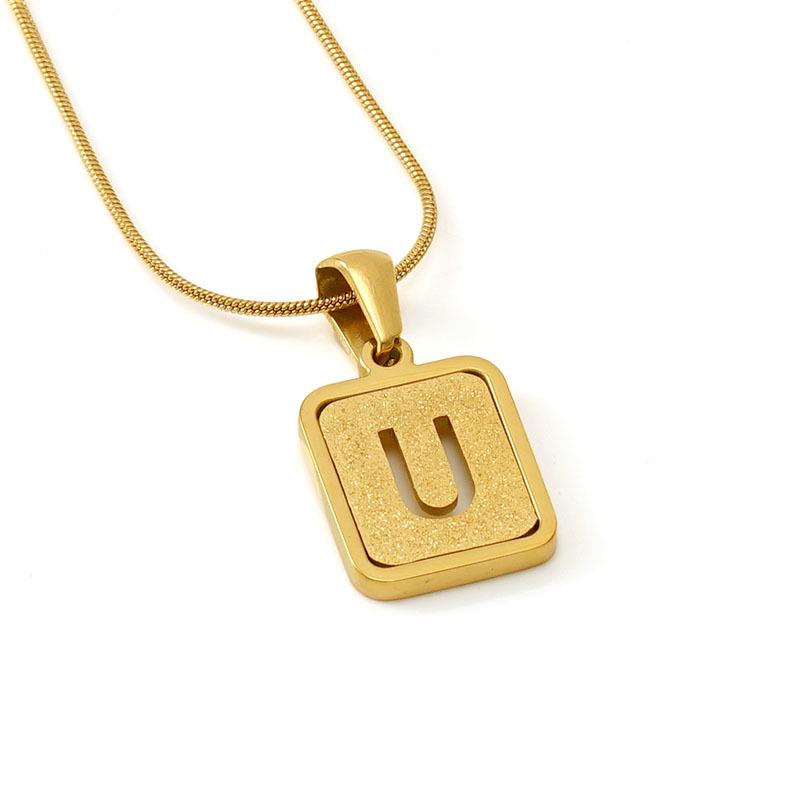 Colier cu pandantiv cu 26 de litere placat cu oțel inoxidabil cu design lanț șarpe rotund